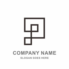Monogram Letter P Geometric Square Cube Architecture Construction Business Company Stock Vector Logo Design Template