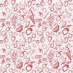 Seamless food pattern with vegetables and fruits