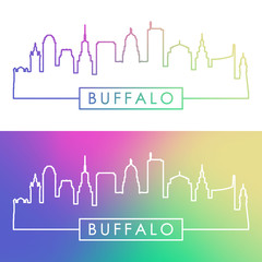 Buffalo skyline. Colorful linear style. Editable vector file.