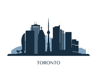 Obraz premium Toronto skyline, monochrome silhouette. Vector illustration.