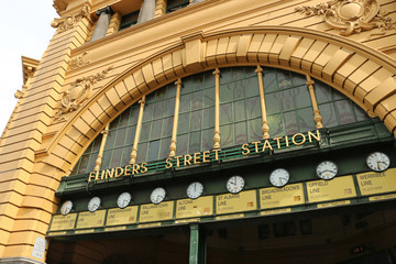 MELBOURNE, AUSTRALIA-March 15, 2017: Flinders Street Railway Stations clock is one of Melbournes most recognised icons