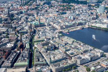 Naklejka na ściany i meble Germany, Hamburg and suburbs. Panorama frome above
