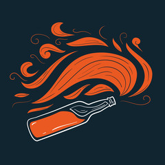 Molotov cocktail in retro vintage style. Design template for tattoo, print, cover, poster or fashion textile. Vector illustration.