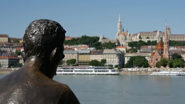 Statue of Attila Jozsef, one of the country's best-loved 20th century poets in Budapest Hungary