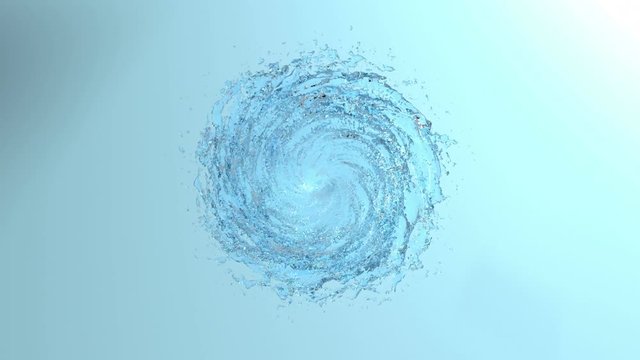 flow of blue liquid like water spins into a whirlpool or a tornado. The flow of liquid rotates and forms a vortex in slow motion with alpha channel as luma matte. Ver 10