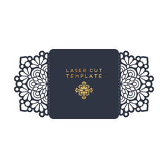 Vector wedding card laser cut template. Vintage decorative elements design