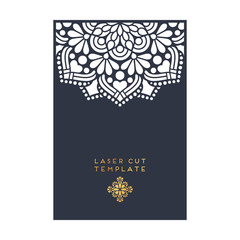 Vector wedding card laser cut template. Vintage decorative elements design