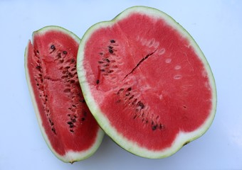 Pieces of watermelon on the table