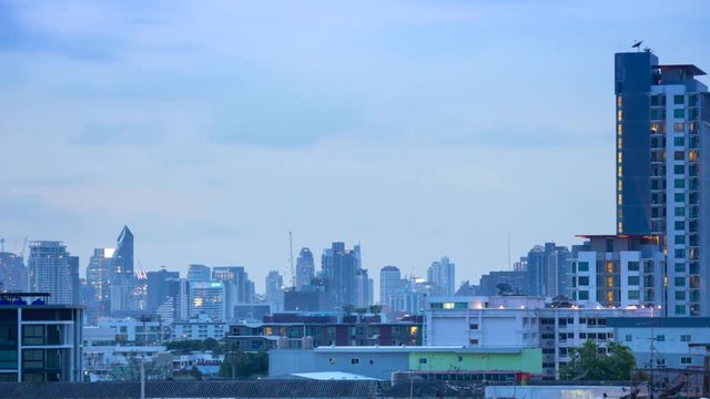 city downtown of Bangkok Thailand  day to night time lapse 
