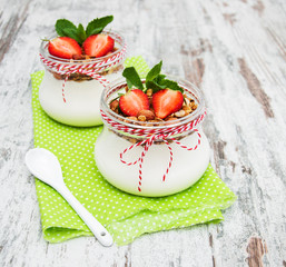 Yogurt and granola for breakfast