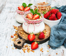Yogurt and granola for breakfast