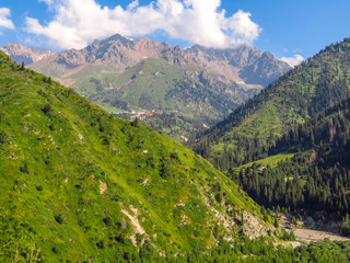 Fototapeta na wymiar Almaty - mountains and Shymbulak ski resort