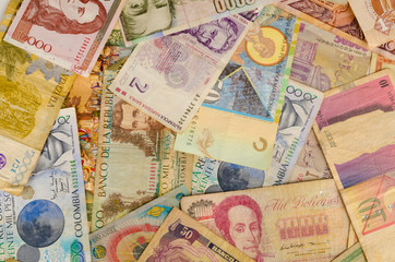 Fototapeta na wymiar Assorted international banknotes