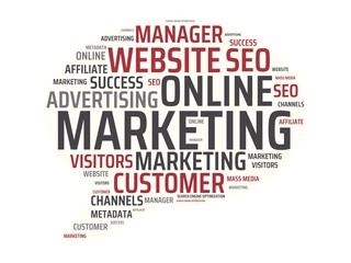 MARKETING - image with words associated with the topic ONLINE MARKETING, word, image, illustration