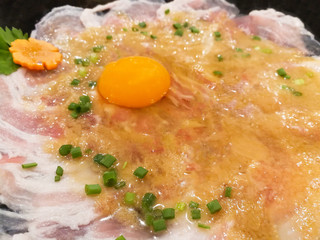 Pork sliced sliced with eggs