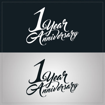 One Year Anniversary Celebration Logotype. 1st Anniversary Logo