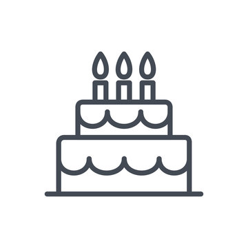 Party celebration line icon birthday cake