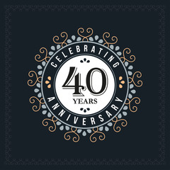 40 years anniversary design template. Vector and illustration. celebration anniversary logo. classic, vintage style