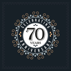 70 years anniversary design template. Vector and illustration. celebration anniversary logo. classic, vintage style