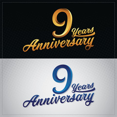 nine years anniversary celebration logotype. 9th anniversary logo