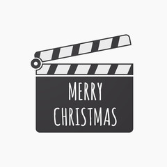 Isolated clapper board with    the text MERRY CHRISTMAS