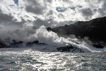 Lava in water.