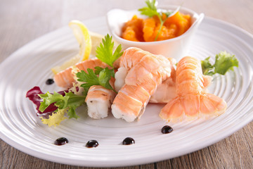 langoustine and vegetables
