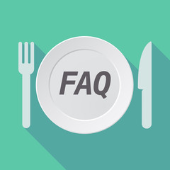 Long shadow tableware with    the text FAQ