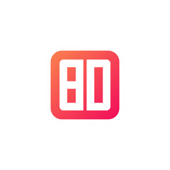 Initial letter BD, rounded letter square logo, modern gradient red color	
 
