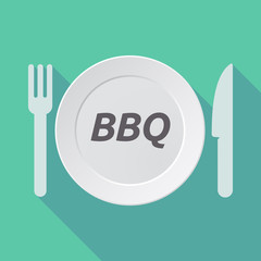 Long shadow tableware with    the text BBQ