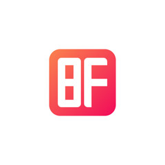 Initial letter BF, rounded letter square logo, modern gradient red color 