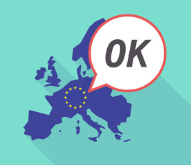 Long shadow EU map with    the text OK