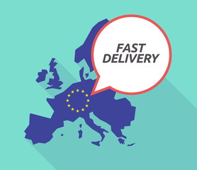 Long shadow EU map with  the text FAST DELIVERY