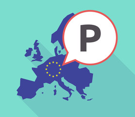 Long shadow EU map with    the letter P