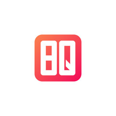 Initial letter BQ, rounded letter square logo, modern gradient red color 
