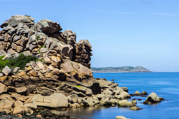 Rocks of the pink granite coast in Brittany