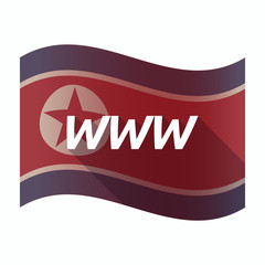 Isolated North Korea flag with    the text WWW