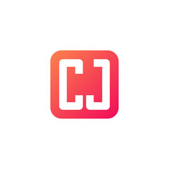 Initial letter CJ, rounded letter square logo, modern gradient red color	
 
