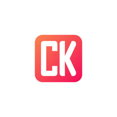 Initial letter CK, rounded letter square logo, modern gradient red color	
 
