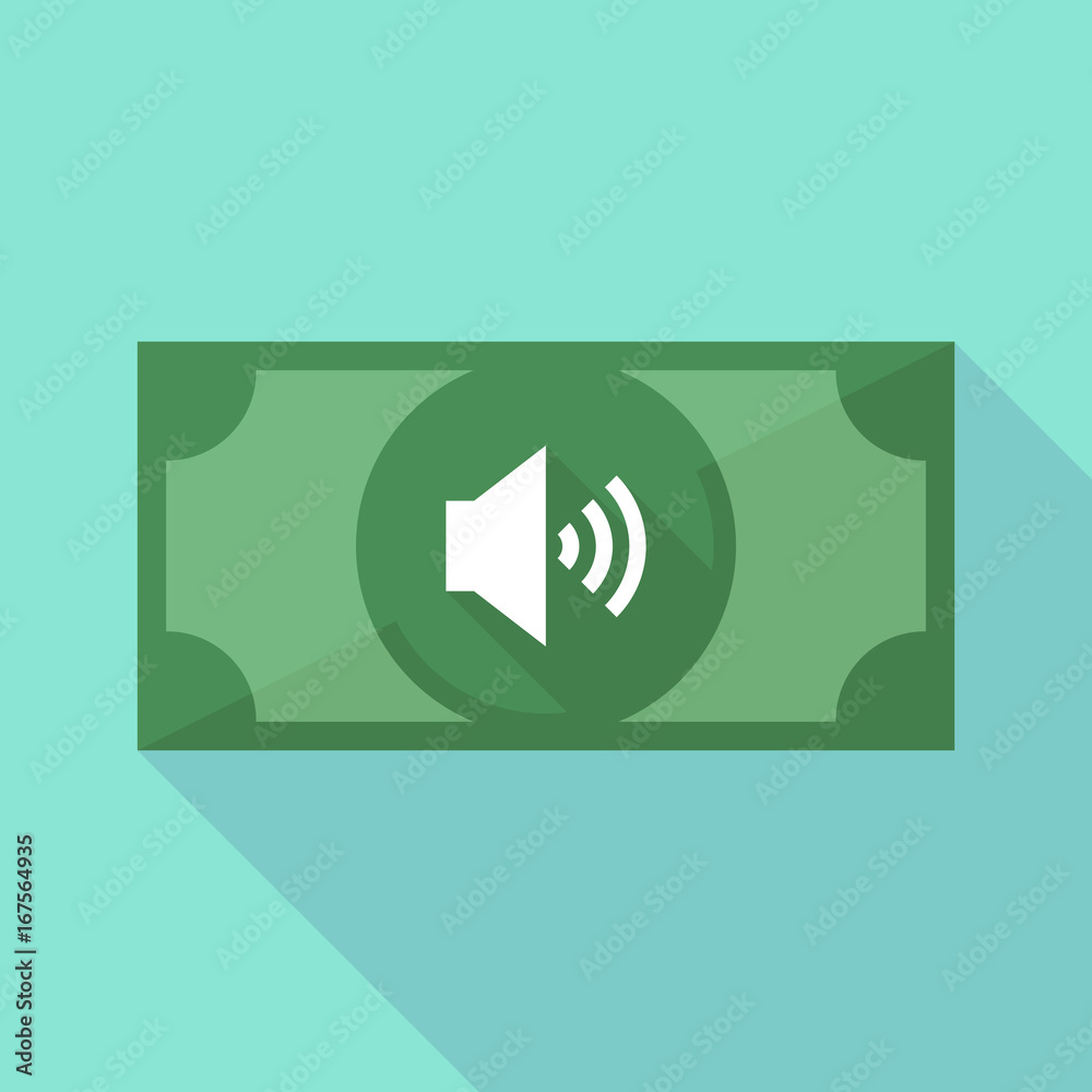 Wall mural long shadow bank note with a speaker volume sign