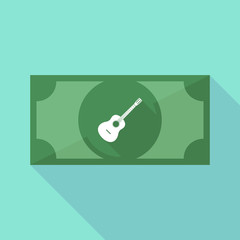 Long shadow bank note with  a six string acoustic guitar