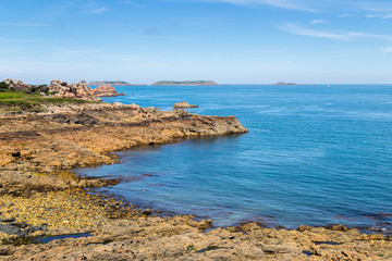 Rocks of the pink granite coast in Brittany