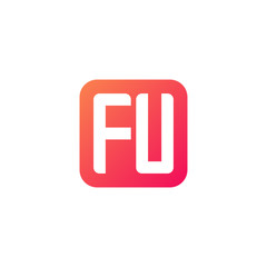 Initial letter FU, rounded letter square logo, modern gradient red color	
 
