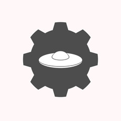 Obraz premium Isolated gear with a flying saucer UFO