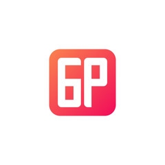 Initial letter GP, rounded letter square logo, modern gradient red color	
 
