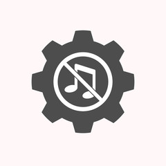 Isolated gear with  a musical note  in a not allowed signal