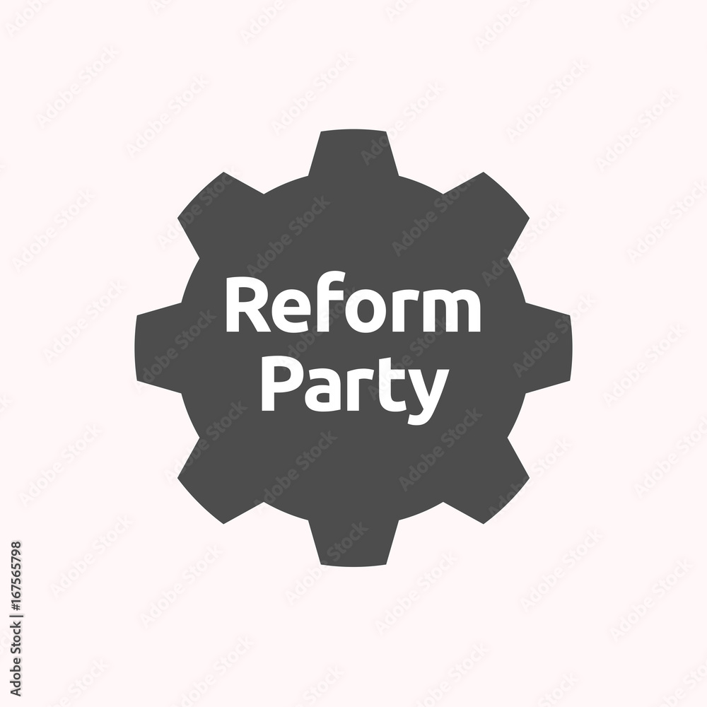 Sticker isolated gear with the text reform party