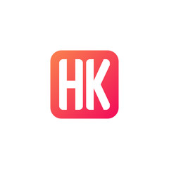 Initial letter HK, rounded letter square logo, modern gradient red color	
 
