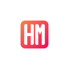 Initial letter HM, rounded letter square logo, modern gradient red color	
 
