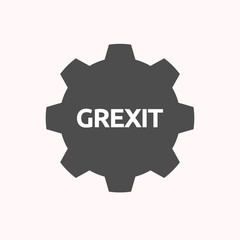Isolated gear with  the text GREXIT